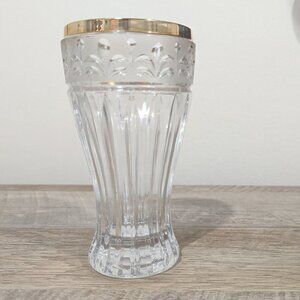 Anna Hutte Bleikristall gold rimmed lead crystal top-etched glass vase